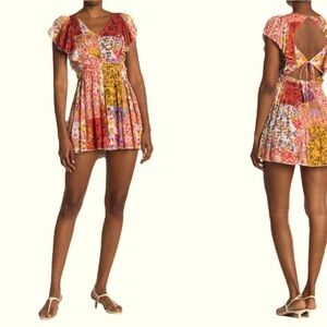 RAGA Beautiful Escape Boho Skirted Tie Back Romper sz Medium NEW $160‎